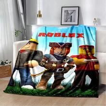 3D Cartoon R-Robloxs Game Flannel Blanket Soft Warm Throw Blanket For Bedroom Living Room Bed Travel Camping Picnic Gift(20).Jpg - 白色 - 查看 1