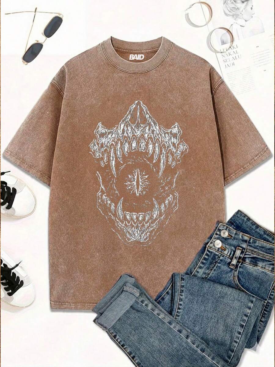Camiseta ESTONADA Streetwear Boca Olhos Dark Gótica Feminina Emo Gótico Fãs Street Moda De Rua Cultura Urbana Unissex Masculino Feminino 100% Algodão Top Premium Streetwear Lançamento Envio Imediato Varias Cores!!