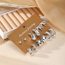 VKME Set de 12 piezas de pendientes con forma de lazo de material metálico - XH92825697/98 - Ver 4