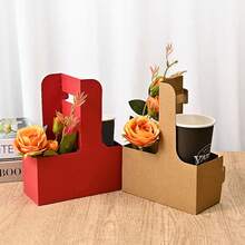 5pcs/Set Elegant Paper Flower/Coffee Gift Boxes, Transparent Fresh Flower Gift Containers, Cake Packaging Baskets, Romantic Gift Boxes, Suitable For Flower Bouquets, Weddings, Home Decor, Mother's Day, Valentine's Day, Birthday, Party Flower Baskets - Multicolor - View 2