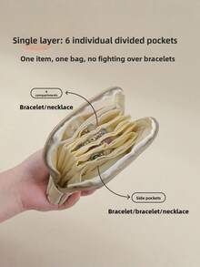 1pc Jewelry Storage Bag PU Portable Multi Layer Necklace Ring Bag Compact Large Capacity Multi Functional Jewelry Lipstick Sorting Bag - Multicolor - View 5