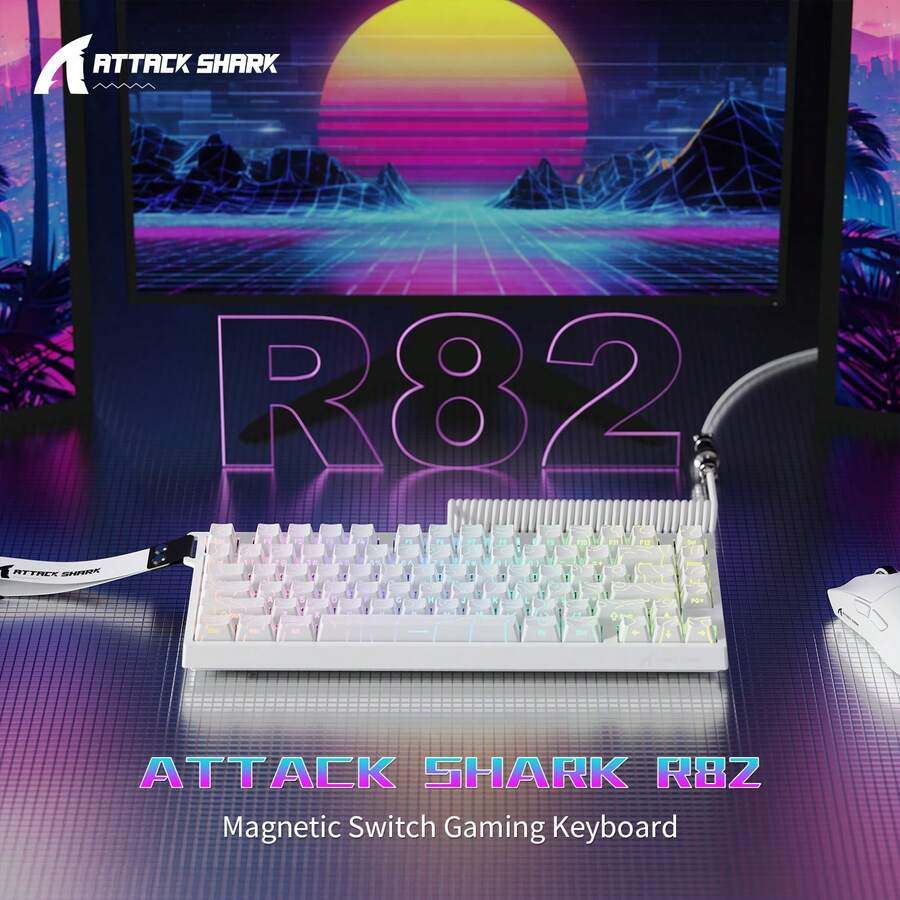 ATTACK SHARK R82 HE Rapid Trigger Wired Mechanical Gaming Keyboard TKL NKRO With 8K Polling,0.005mm RT Accuracy,256K Scan Rate,5 Layer Sound Damped,Hall Effect Magnetic Switch,Driver For PC - Nhiều màu - Xem 1