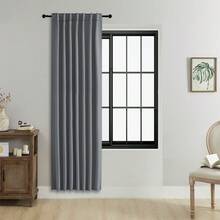 1片或2片装可调节尺寸窗帘套装，遮光窗帘，隔热纯色窗帘，适用于客厅、办公室、卧室 - 炭黑色 - 查看 28