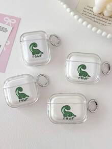 Dinosaur Painted Transparent Earphone Case, Shockproof Soft Shell Protective Cover Compatible With Apple 1/2/3/4, Pro 2nd Gen, 3/4/5 Wireless Bluetooth Earphones - Multicolor - View 2