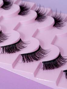 10 Pairs Cat Eye Natural Pink Base Elongate & Voluminous Soft One-Piece Half False Eyelashes - Natural Lashes - View 7
