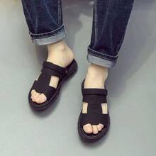 Sandalias de playa para hombre: chanclas informales, transpirables y con suela blanda para exteriores. - Negro - Ver 3