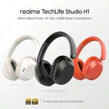 realme TechLife Studio H1 Over The Ear Headphone with 70Hours Playtime 360° Spatial Audio 40mm Drivers 80ms Superlow Latency 43 dB Adaptive ANC Rojo - Negro1 - Ver 5