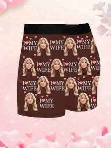 1-Piece Custom Face Underwear Personalized Men's Underwear, Custom Pictures, Underwear With Photos, Custom Face Underwear, Boyfriend Husband Gifts, Men Customized, Winter, Personalized Gifts, Anniversaries, Holidays, Ideal Gift For Boyfriend Bedroom, Living Room - Redwood - View 3
