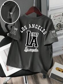 Tween Boys' Casual Letter Print Short Sleeve T-Shirt, Summer - Grey - View 8