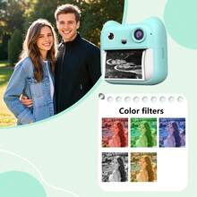 Instant Print Camera & 1080P HD Digital Camera With Zero-Ink Printing Technology | 3-In-1 Portable Photo Printer With Fun Filters And Built-In 1300mAh Battery For On-The-Go Memories | Gift For Travel, Christmas, Birthdays, And Parties - Blue/Pink, Portable Camera - ET-multicolor - View 6