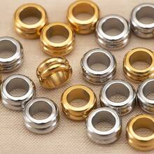 10pcs 6mm Gold Stainless Steel Large Hole Spacer Beads, For Jewelry Making DIY Bracelet Necklace Craft Materials - Multicolor - View 1