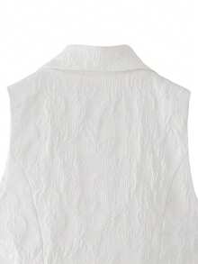 Blusa sin mangas de unicolor con estampado jacquard y cuello, blanco para primavera/verano - Blanco - Ver 7