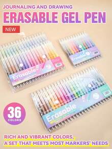 12/24/36 Colors Erasable Gel Pens, Retractable Washable Markers, Quick Drying Non-Smudge Stationery Colored Erasable Pens Set For Students - Sets - View 2