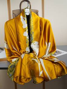 1 pieza Pañuelo de lujo, Pañuelo de cabeza con estampado de moda, Braga de cuello, Nuevo pañuelo de seda para mujer de 85*180CM, Chal, Pañuelo largo para exteriores, Adecuado para todas las estaciones - Multicolor - Ver 4