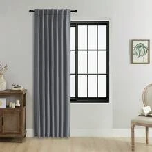 1片或2片装可调节尺寸窗帘套装，遮光窗帘，隔热纯色窗帘，适用于客厅、办公室、卧室 - 炭黑色 - 查看 37