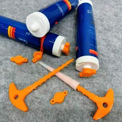 1个玻璃密封胶密封盖及喷嘴分配器，可更换密封盖，防止已开封的密封胶干涸，适用于标准尺寸的密封胶管，实用小工具，送朋友的贴心礼物