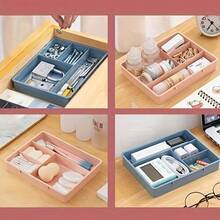 Set de 2 Bandejas de Almacenamiento Multifuncionales para Organizar Cajones, Ideal para Dormitorios Universitarios y Oficinas, Perfectas para Organizar Maquillaje y Cosméticos, Organizador de Escritorio y Cajones para Hogar - Azul - 2 piezas - Ver 6