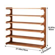 Senmeo 4/5/6-Tier Natural Wood Color Wooden Shoe Rack - Multi-Layer Freestanding Shoe Storage Organizer With Wood Grain Finish, Stackable Shoe Shelves For Entryway, Closet, Hallway, Mudroom, And Front Door, Space-Saving Narrow Shoe Organizer Fits 15-24 Pairs Of Shoes, Easy Assembly Home Storage Supplies For Renters​ - 5層70茶色 - 查看 6