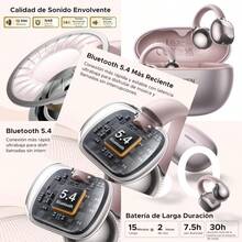Audífonos Inalámbricos Bluetooth 5.4 Open-Ear Audífonos Oído Abierto 12mm Diafragmas con ENC Carga Rápida para 30 Horas de Duración Compatibles con  Android en Gimnas y Oficinas Rosa-B031 - Rosa - Ver 5