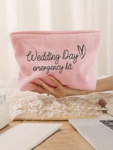 1pc Bride Wedding Day Emergency Kit Makeup Bag - Personalized Polyester Cosmetic Pouch, Lightweight Zippered Organizer, Machine Washable, Fade Resistant, Foldable - Fashion Style White Toiletry Bag Make Up Organizer Toiletry Travel Bag - Multicolor - View 10