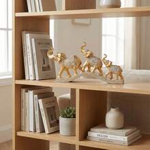 LUMIARTISAN Creative Elephant Statue Decor,  Elephant Sculpture For Home Entryway, European Style TV Stand Cabinet With Wine Rack For Living Room﻿ - 幸運象-3 - 查看 11