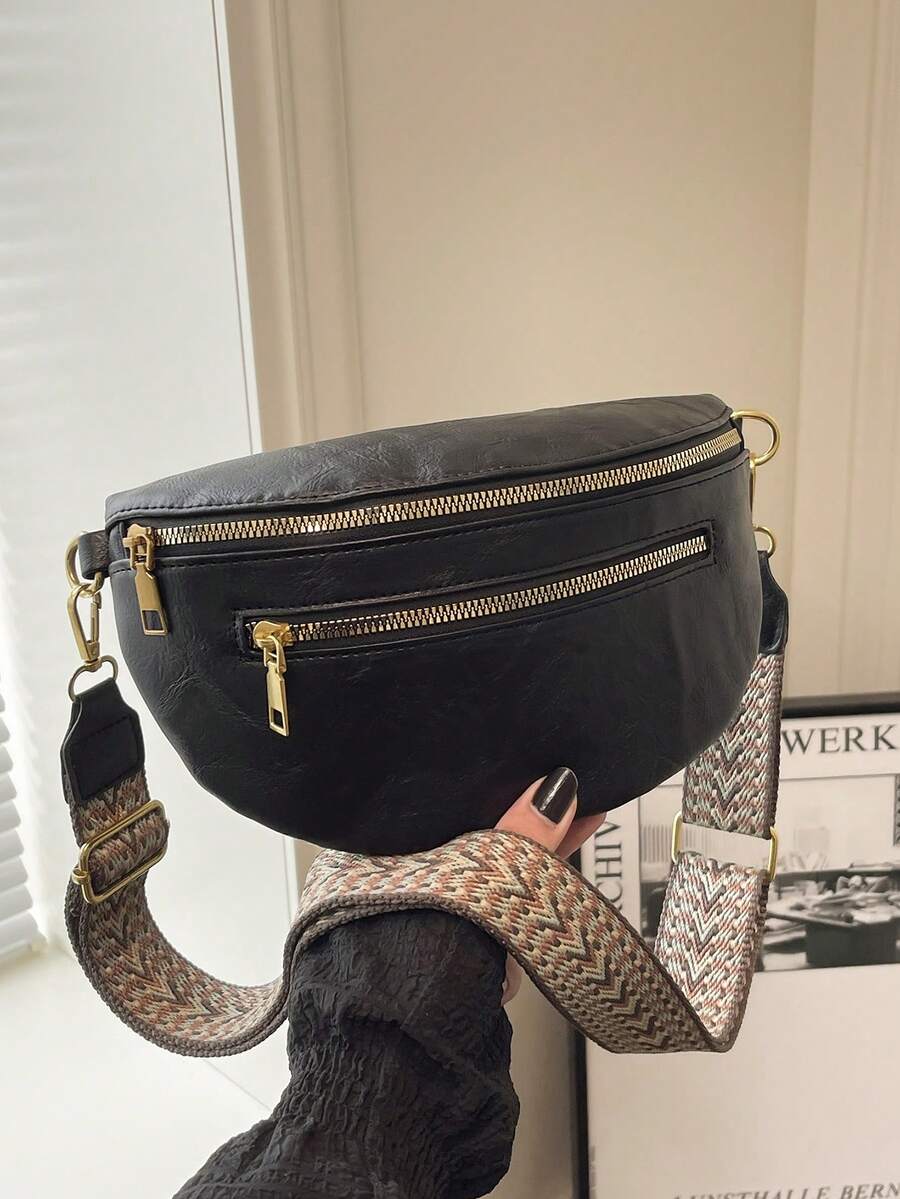 Fashion Simple Waist Bag Woman Chest Pack Phone Purse Designer Fanny Pack Luxury Belt Bag Leisure Ladies Shoulder Crossbody Bags - Black - View 1