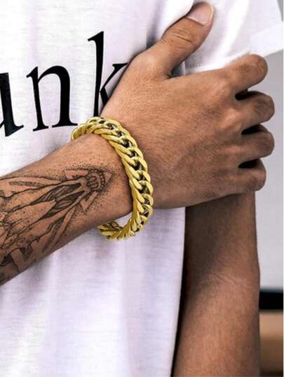 Men's Fashionable Versatile Gold Titanium Steel Bracelet