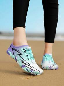 1双女士水鞋,透气速干游泳鞋,低帮户外运动赤足鞋,适合湖泊划船、海上冲浪、溪流徒步、健身房锻炼、钓鱼、潜水等活动。 - 白藍紫 - 查看 5