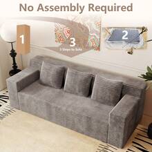 Modern 3-Seater Love Seat Sofa Couch In A Box, No Assembly Required, High-Density Foam Plush Corduroy Loveseat Couch With Throw Cushions And Wider Armrest For Home Office - Lạc đà - Xem 4