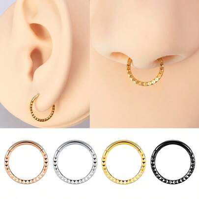 1 pieza Anillo de nariz/oreja de aleación de titanio F136 con diseño floral, diámetro interior de 6-12 mm, joyería de piercing de estilo único europeo y americano