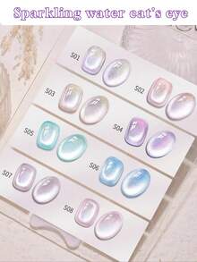12毫升容量 2026 春夏新款女士假日礼盒套装，内含气泡水、半透明冰岛极光猫眼裸粉色仙女彩虹云锦碎片、猫眼冰透明紫金粉日记桃猫眼玻璃珠水晶石猫眼凝胶指甲油。 - 彩色 - 查看 20