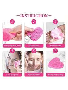 50pcs Heart-Shaped Natural Sea Sponge Pads - Professional Quality Face Cleansing Sponges, Suitable For Washing, Exfoliating And Makeup Removal - Heart-shaped - View 6