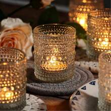 Transparent Glass Candle Holders With Different Sizes Of Crystal Points, Tabletop Decorations/Wedding Decorations/For Birthday Parties, Weddings, Romantic Home Decor Scenes - 2*2.5 Inches - View 6