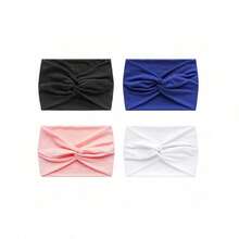 4pcs/Set New Style Wide Solid Color Headbands For Women, Crossed Knot Design, Suitable For Sports, Yoga, And Fashion Girls' Headwraps Casual,Gym Hair Band Turban Headband Sweatband, School Stuff, College Fall Winter Hair Accessories For Women For Vacation Outfits Woman Elegant Scarf Women Bandanas S - Multicolor - View 12