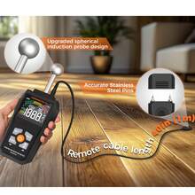 POROMETISTO 无针式湿度计，VA反向显示彩色屏幕，遥控线长：40英寸（1米），适用于大面积物体表面。 - 深灰色 - 查看 11