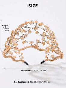 开斋节波西米亚风手工水晶串珠发箍，仙女风绕线发圈，优雅新娘婚礼派对舞会头饰（女士款） - 彩色 - 查看 14