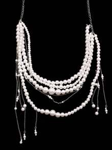 1件 时尚奢华休闲优雅精致独特轻盈珍珠多层流苏腰链，女士度假休闲饰品 - 彩色 - 查看 5