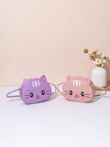 1pc Girls' Mini Cute Sweet Crossbody Bag, Kids Adorable Cat Print Casual Small Pouch, Girls' Small Coin Purse, Change Purse, Snack Bag, Travel Daily Use Crossbody Bag Handbag - M1997 - View 5