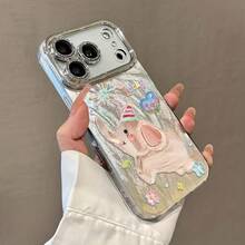 The Oil Painting Elephant Design Is Suitable For The For Iphone 17 Precision Hole Feather Phone Case, Compatible With For Iphone 16, 15, 14, 13, And Comes With A Full Protective Lens Film For Apple 12/11 PRO Hard Case. - Bạc - Xem 2