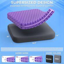 Gel Seat Cushion For Long Sitting, Enlarged & Thickened Patent Design Office Chair Seat Cushion, Breathable Cooling Pads For Chairs, Soft Car Cushions For Wheelchair(Large, Grey) - 灰色 - 查看 4