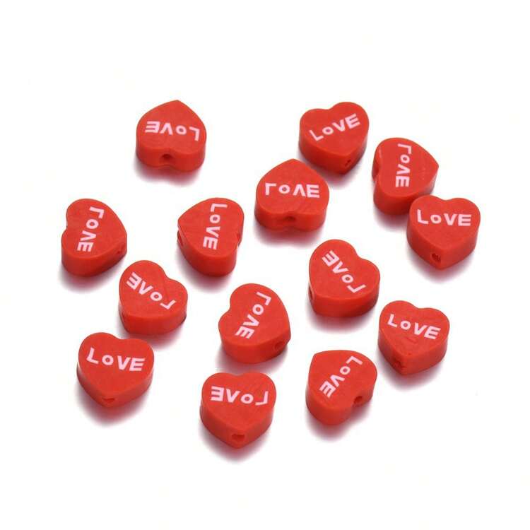 Yiwu Qiyou Accessories Co., LTD 100pcs 10mm Red And Pink Heart Soft Clay Beads For DIY Jewelry Making Bracelet Necklace Accessories - Multicolor - View 5