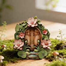 1.0cm Thick Mini Fairy Door Decor, Garden Micro Landscape Decoration, Fairy Door Shaped Tabletop & Potted Plant Scene Accessory, Farmhouse Style Decor, Outdoor & Garden Decoration, Gardening Ornament (Double-Layer Craft) - JLM043 - View 6
