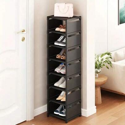 Adjustable 6/7/8 Tier Metal Shoe Rack - Tool-Free Assembly, Space Saving, Suitable For Entryway, Dorm And Closet | Sturdy Multi-Layer Sneaker Storage Rack, Unisex | Slim Modern Design, White/Black - Holds 12-24 Pairs Of Shoes | Non-Slip & Rust-Proof - Perfect For Apartments And Small Spaces!