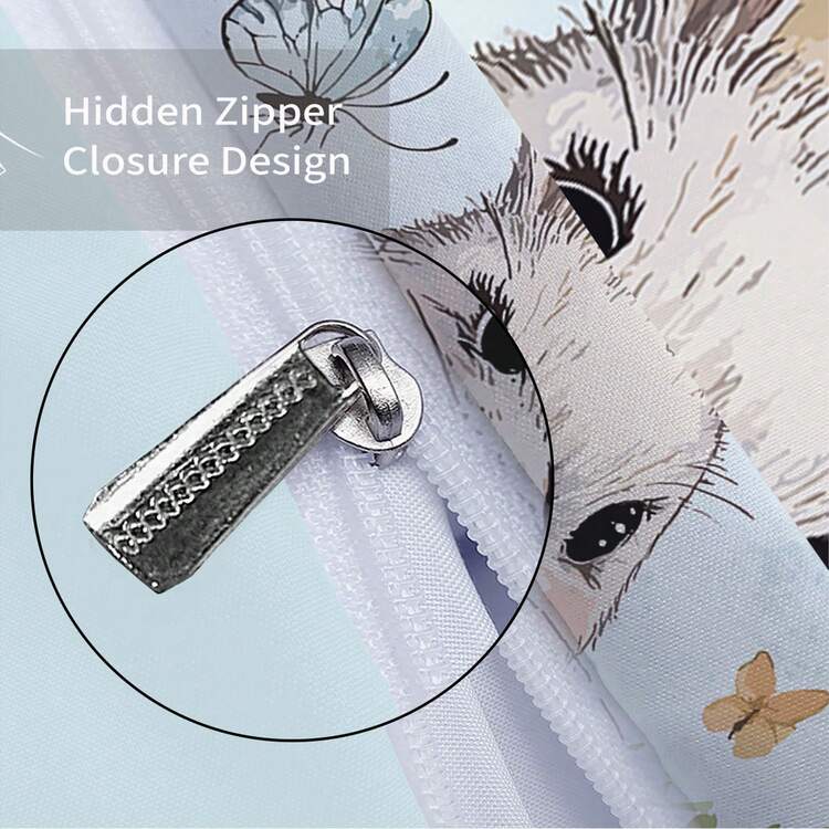 3件套复活节兔子数码印花被套套装，包含1个被套和2个枕套，不含填充物，柔软舒适，涤纶材质，适合家居装饰，是送给男孩、女孩、青少年的礼物，四季皆宜。 - 6401+SJT+C - 查看 11