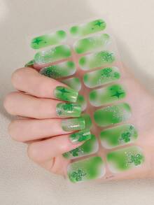 1pc St. Patrick's Day Nail Art Strip, Spring Green Nail Clovers Lucky Nail Wraps, Easy Application, Salon Quality, Nail Stickers For Women's Holiday Celebrations Nail Supplies Nails - Green - View 16