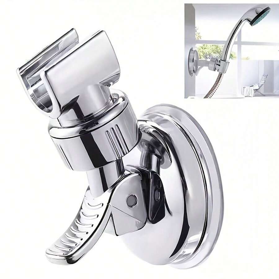 No Drill Strong Suction Cup Shower Head Holder Bracket, Bathroom Plastic Electroplated Wall Mounted Shower Head Rack - Multicolor - View 1