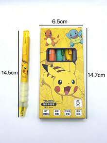 5支装宝可梦皮卡丘可爱中性笔，0.5mm黑色墨水，学校办公用品文具派对礼品 - 套裝 - 查看 2