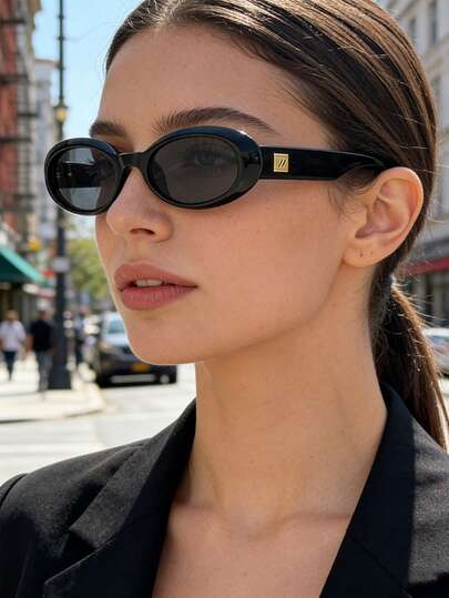 1pc Vintage Oval Personalized Fashion Glasses For Women, Classic Design, Ideal For Outdoor Sports, Travel, Beach, Driving, Fishing And Summer Activities