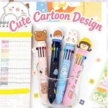 1/2支装 10/8色卡通可爱创意圆珠笔，多功能可伸缩彩色笔 - 10色圓珠筆 - 查看 4