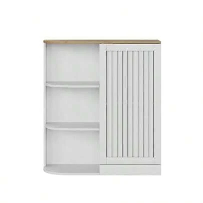 Corner Cabinet, Corner Bathroom Cabinet With Open Storage Compartments, Modern Storage Cabinet With Mesh Doors And Adjustable Shelves, Suitable For Bathroom, Kitchen, Living Room, Storage Room, Corner
